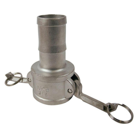 Camlock Hose Adapter, Cam and Groove Quick 1.5" Type C-SS316